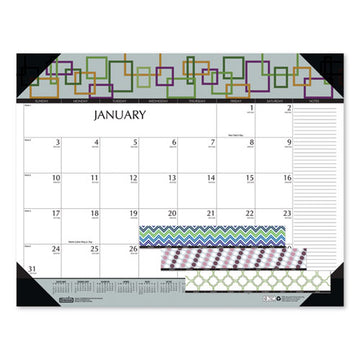 House of Doolittle™ Recycled Desk Pad Calendar, Geometric Artwork, 22 X 17, White Sheets, Black Binding-corners,12-month (jan To Dec): 2022 freeshipping - TVN Wholesale